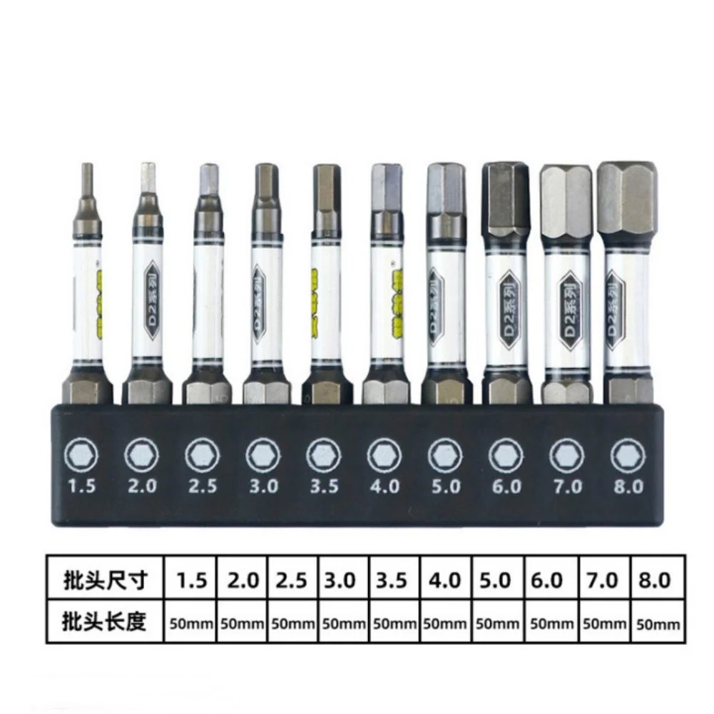 10Pcs Torx Phillips Hex Screwdriver Bit 50mm Magnetic Driver Screw 1/4'' Hex Shank Drill Head Electric Impact Wrench Repair Tool