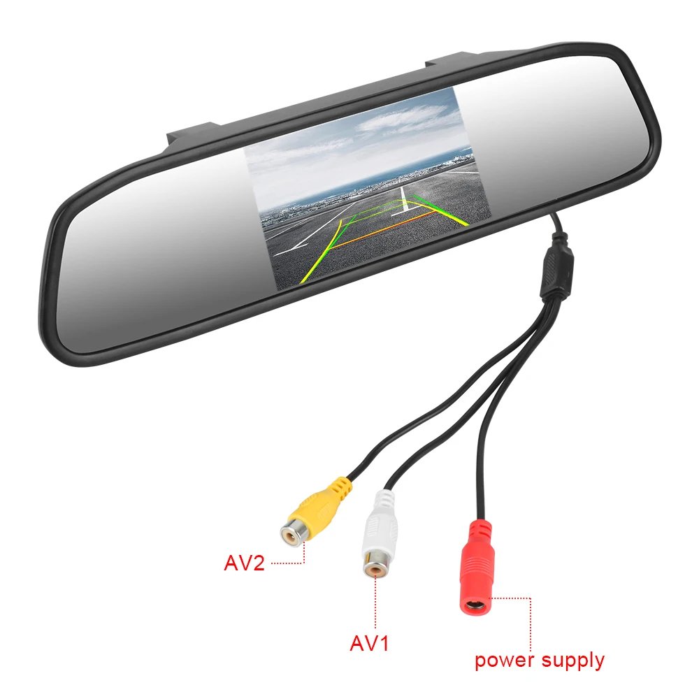 12V Car Player Interior Mirror Rear View Camera Parking Monitor 4.3 Inch Screen HD DVD Video Display PDC Parktronics Accessories