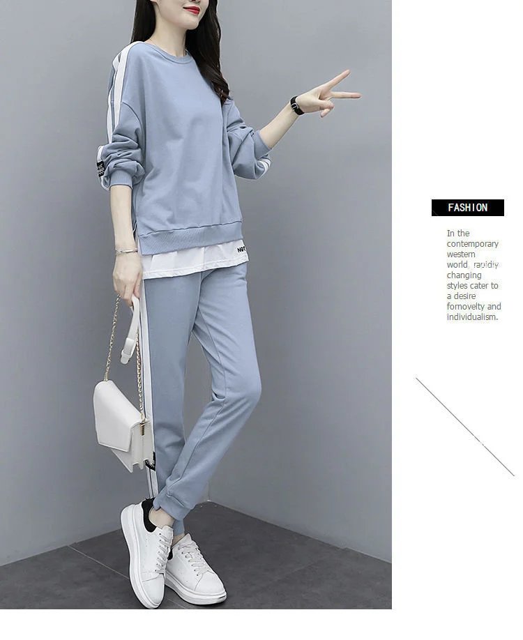 Women's Large Sweat Suit 2025 Spring Autumn New Plus Size Clothing Elegant Fashion Tops T-shirt Pants 2 Two Piece Sets For Women
