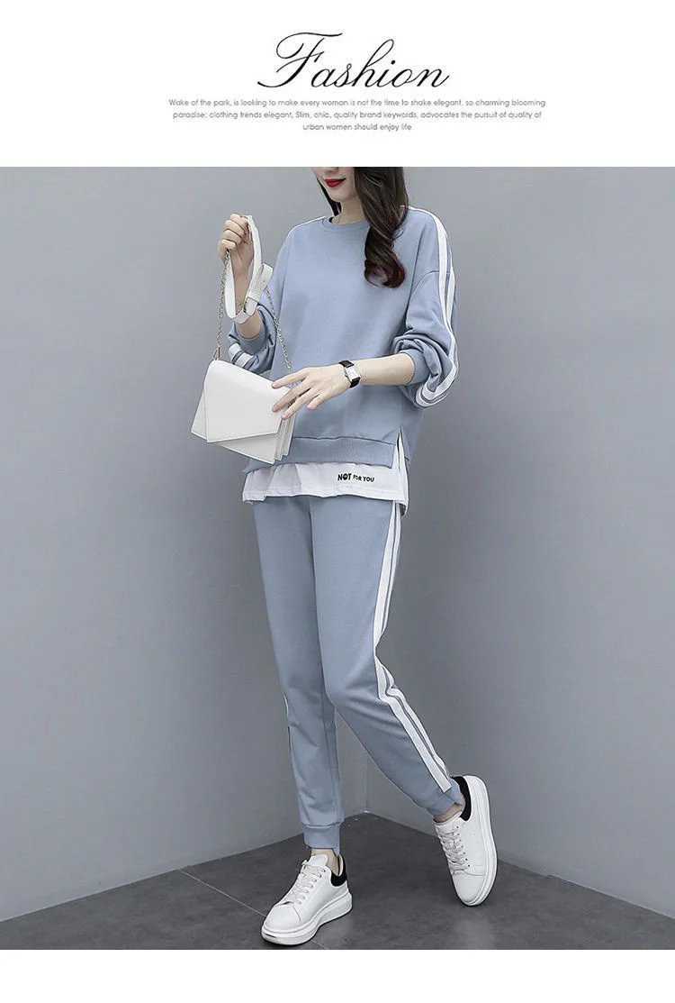 Women's Large Sweat Suit 2025 Spring Autumn New Plus Size Clothing Elegant Fashion Tops T-shirt Pants 2 Two Piece Sets For Women