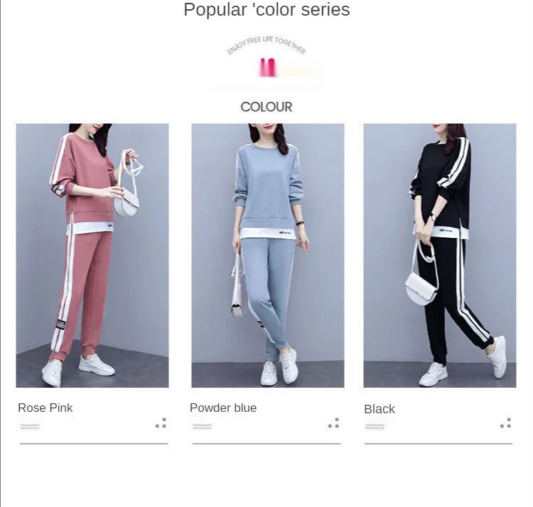 Women's Large Sweat Suit 2025 Spring Autumn New Plus Size Clothing Elegant Fashion Tops T-shirt Pants 2 Two Piece Sets For Women