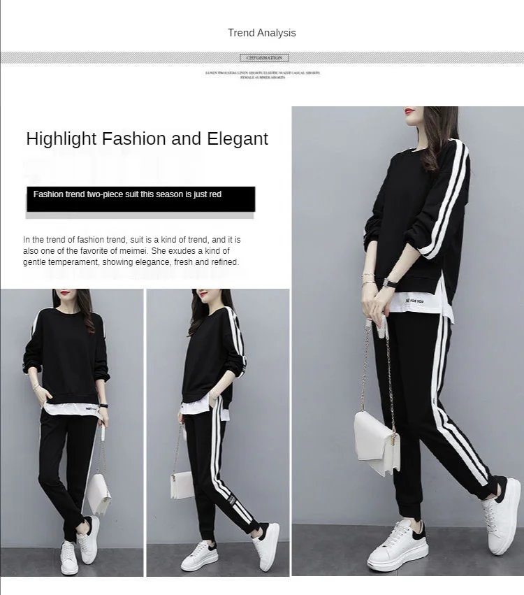 Women's Large Sweat Suit 2025 Spring Autumn New Plus Size Clothing Elegant Fashion Tops T-shirt Pants 2 Two Piece Sets For Women
