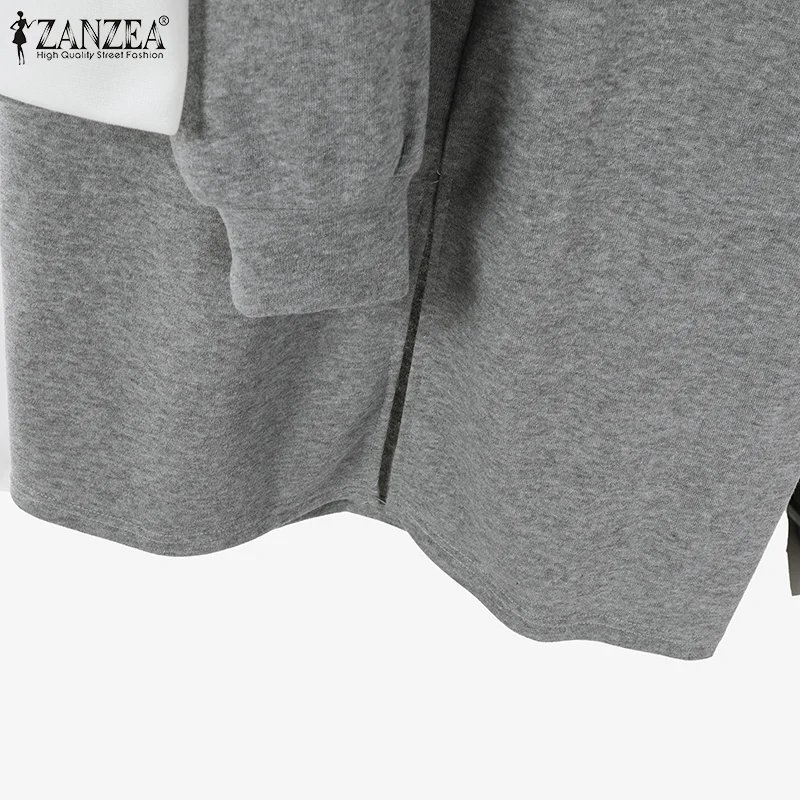 ZANZEA 2pcs Casual Outfits Autumn Dress Sets Women Spring Long Sleeve Tops Sundress Matching Sets Patchwork Blouse Skirts Suit