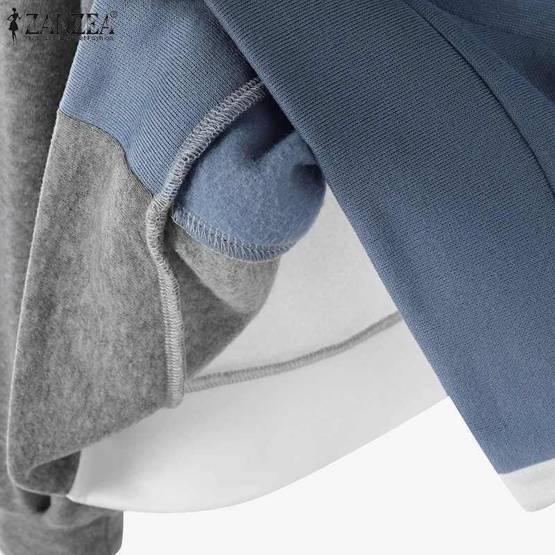 ZANZEA 2pcs Casual Outfits Autumn Dress Sets Women Spring Long Sleeve Tops Sundress Matching Sets Patchwork Blouse Skirts Suit