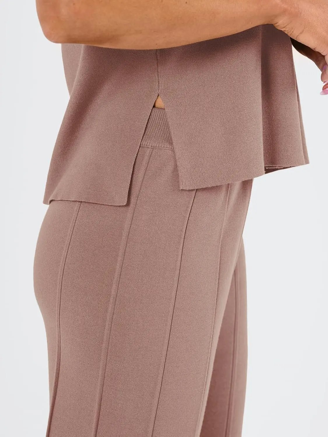 2024 European And American Spring And Summer Women's Knitted Casual Suit Sleeveless Vest + Wide Leg Pants Two-piece Set