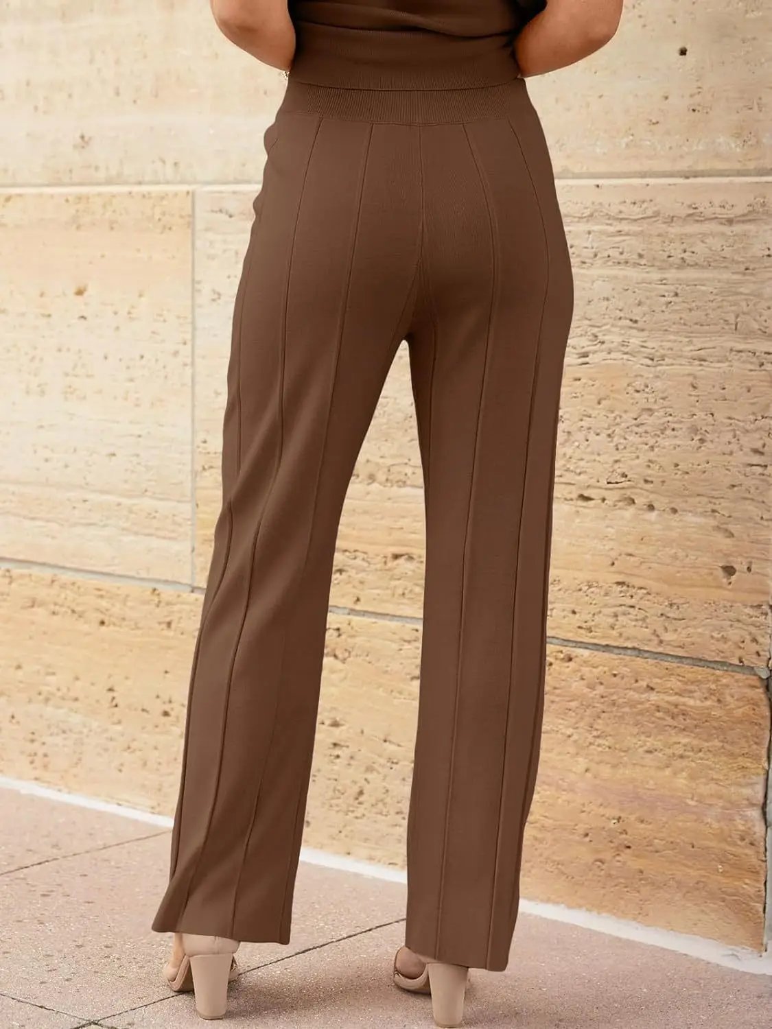 2024 European And American Spring And Summer Women's Knitted Casual Suit Sleeveless Vest + Wide Leg Pants Two-piece Set