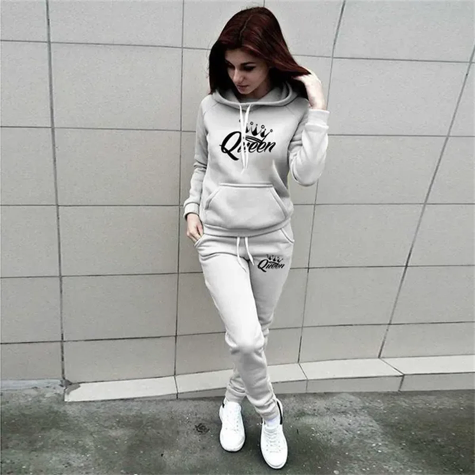 Trend Queen women's sportswear sportswear jogging clothes ladies hooded sportswear suit clothes hoodie + sweatpants sportswear
