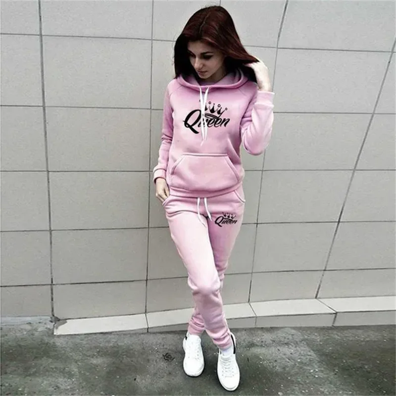Trend Queen women's sportswear sportswear jogging clothes ladies hooded sportswear suit clothes hoodie + sweatpants sportswear