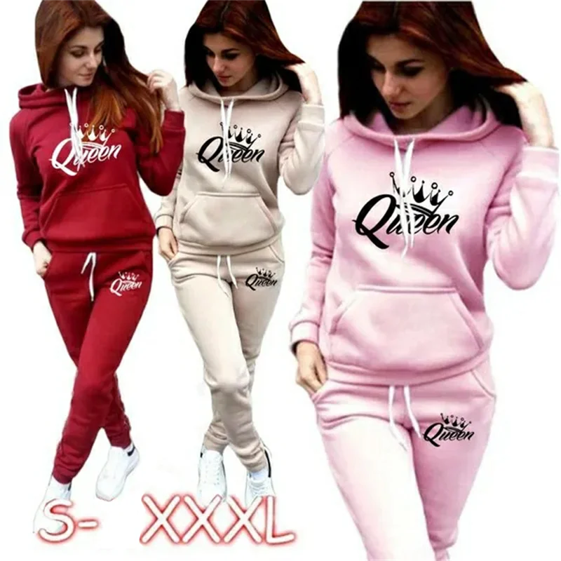 Trend Queen women's sportswear sportswear jogging clothes ladies hooded sportswear suit clothes hoodie + sweatpants sportswear