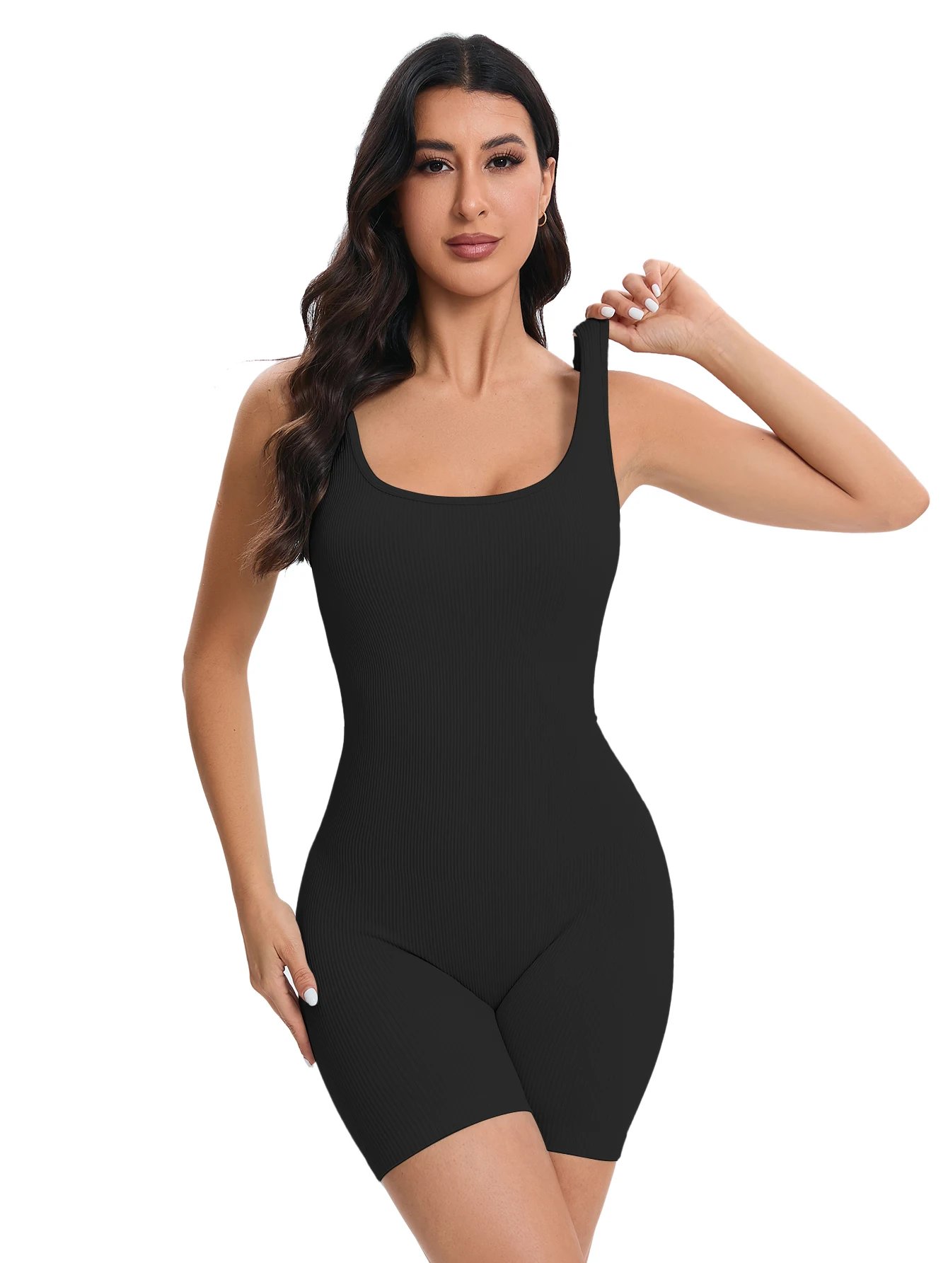 Women Yoga Romper Workout Ribbed Square Neck One Piece Seamless Tank Top Jumpsuit Women Yoga Romper Workout Ribbed Square Neck One Piece Seamless Tank Top Jumpsuit