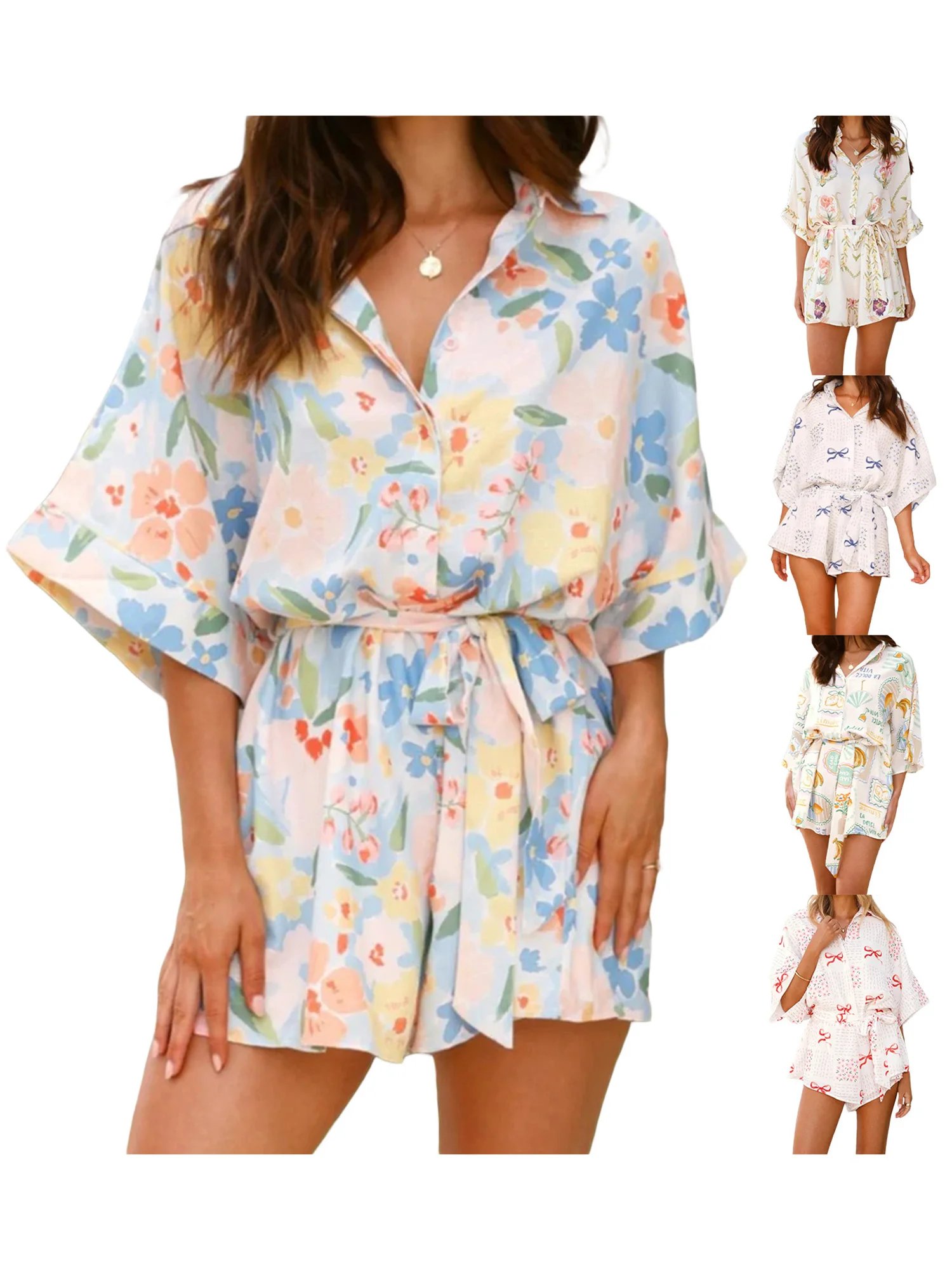 Women s Casual Sleeveless V-Neck Romper with Pockets Elastic Waist Solid Color Short Jumpsuit Beach Playsuit Women s Casual Sleeveless V-Neck Romper with Pockets Elastic Waist Solid Color Short Jumpsuit Beach Playsuit