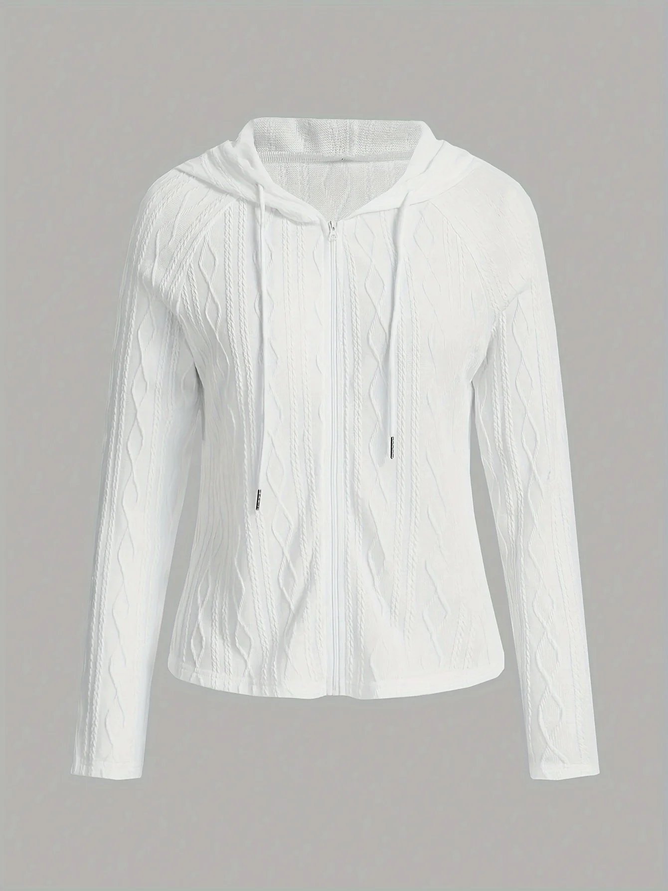 Europe and the United States Autumn New Plus Size Solid Color Hooded Zipper Long Sleeve Casual Jacket