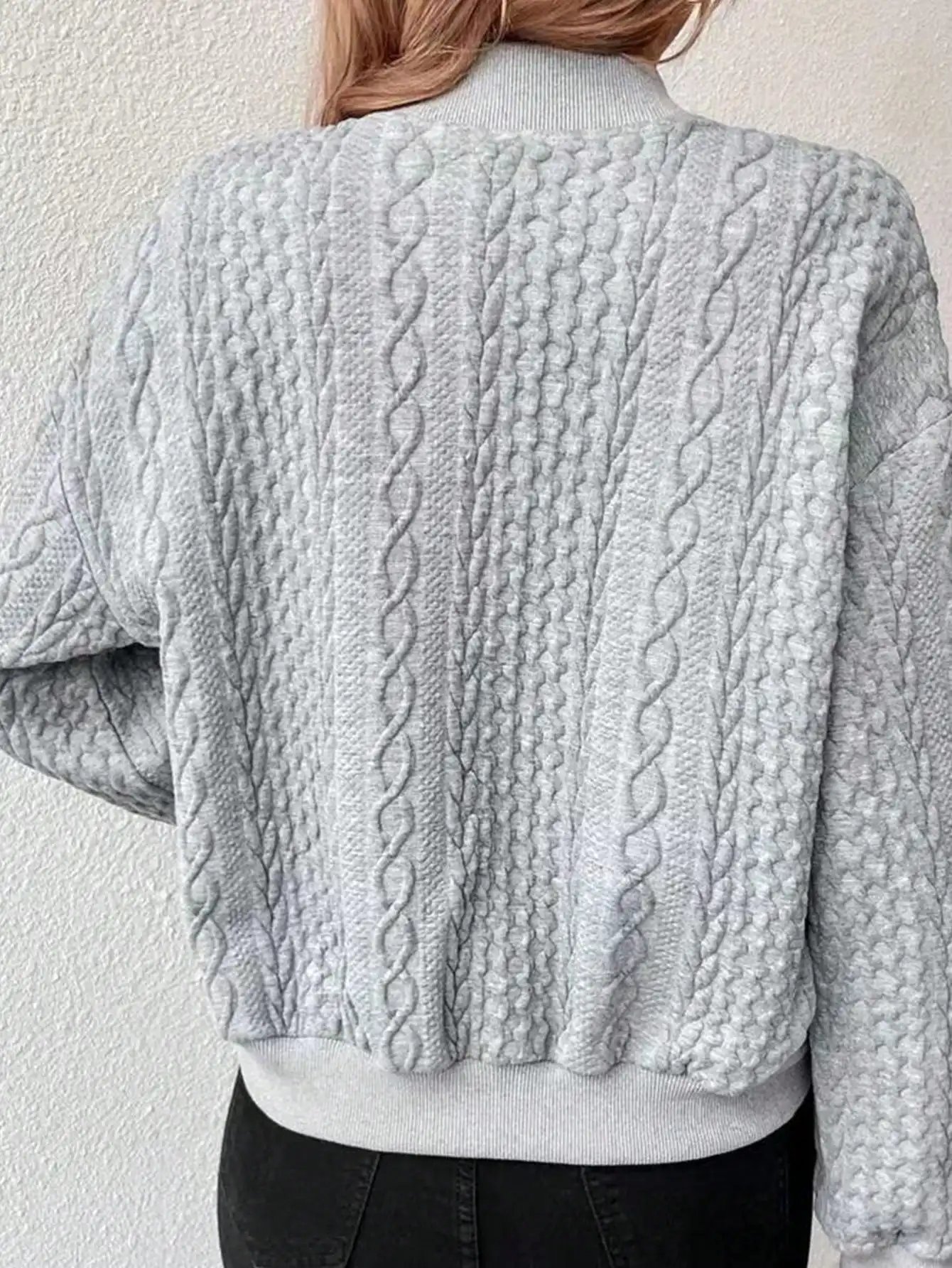 Women's Fashionable Long Sleeved Stand Up Collar Short Jacket with Solid Color Buttons Casual and Comfortable Commuting Jacket