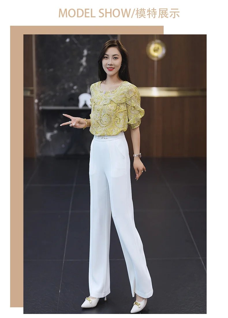 Fashion Brand Women's Half-sleeved Pullover Chiffon Shirt, 2025 Summer New Loose Simple Versatile Thin Round Neck Shirts