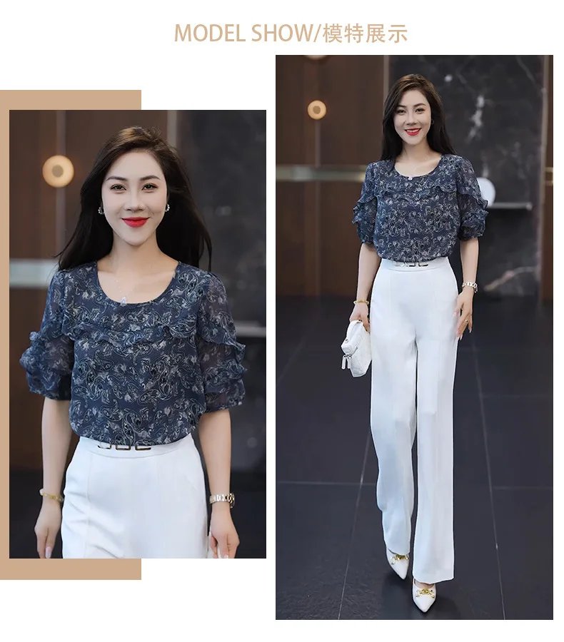 Fashion Brand Women's Half-sleeved Pullover Chiffon Shirt, 2025 Summer New Loose Simple Versatile Thin Round Neck Shirts