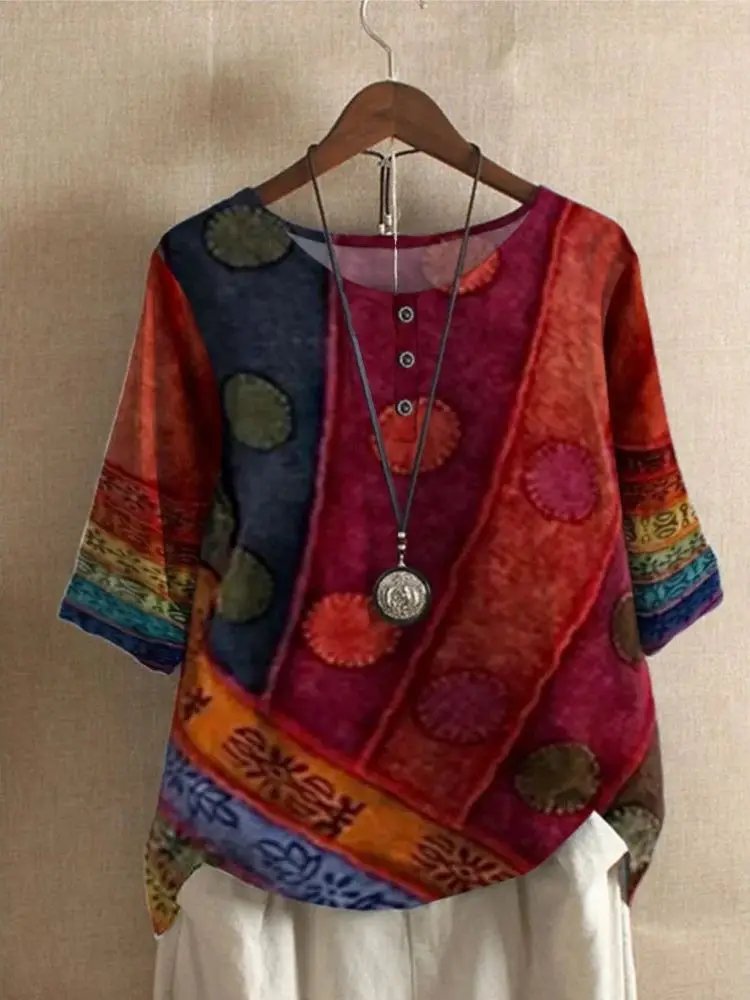 Blouse Women's Fashion Loose Digital Printing Casual Top T-shirt Блузка Летняя Женская Shirts For Women Top Damski Bluzka Damska