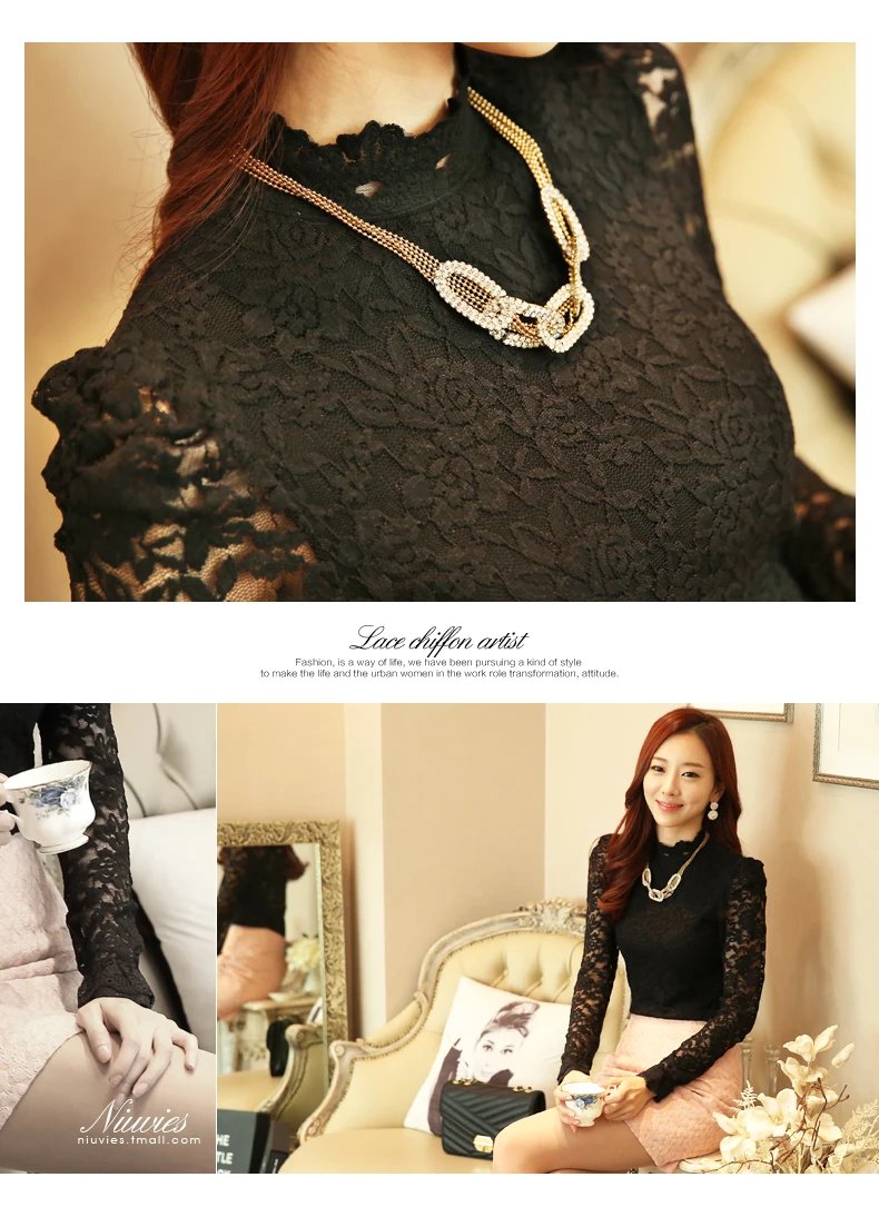 White Lace Blouse Shirt Casual Tops Fashion Women Blouses Autumn Long Sleeve Women Shirts Blusas Femininas Women Blouse 1695 50