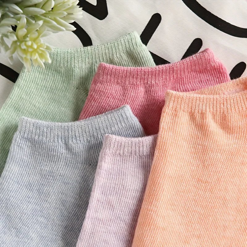 10/20 Pairs Cotton Women Short Socks Set Sweat Absorption Hosiery Solid Color Boat Socks Anti Slip Female Ankle Socks