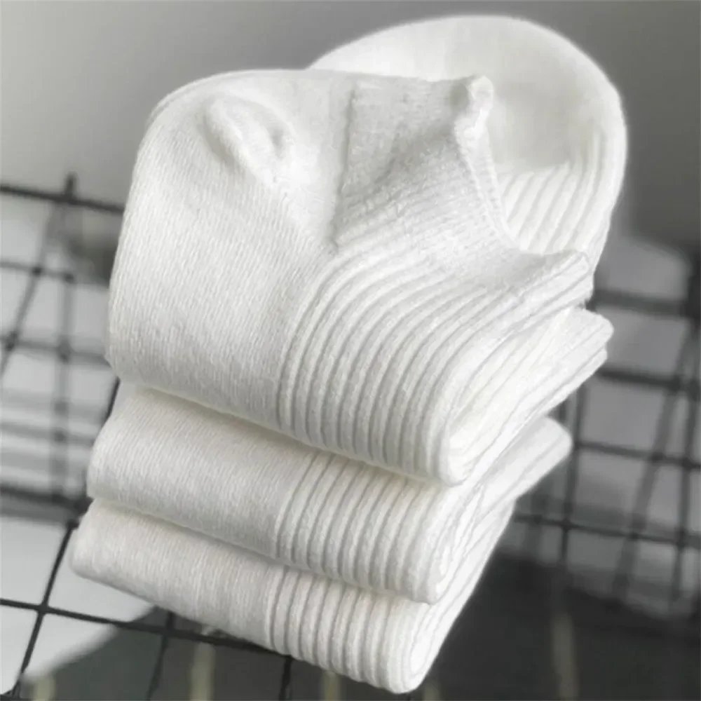 5 Pairs/Pack Ankle Socks Women 100% Cotton Invisible Sweat-absorbing Girls Low Tube Boat Socks EU 36-42  white socks
