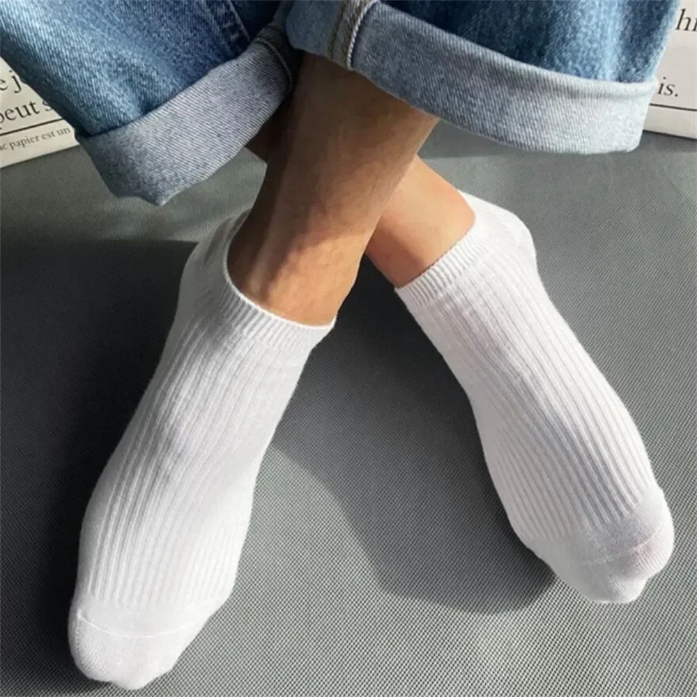 5 Pairs/Pack Ankle Socks Women 100% Cotton Invisible Sweat-absorbing Girls Low Tube Boat Socks EU 36-42  white socks