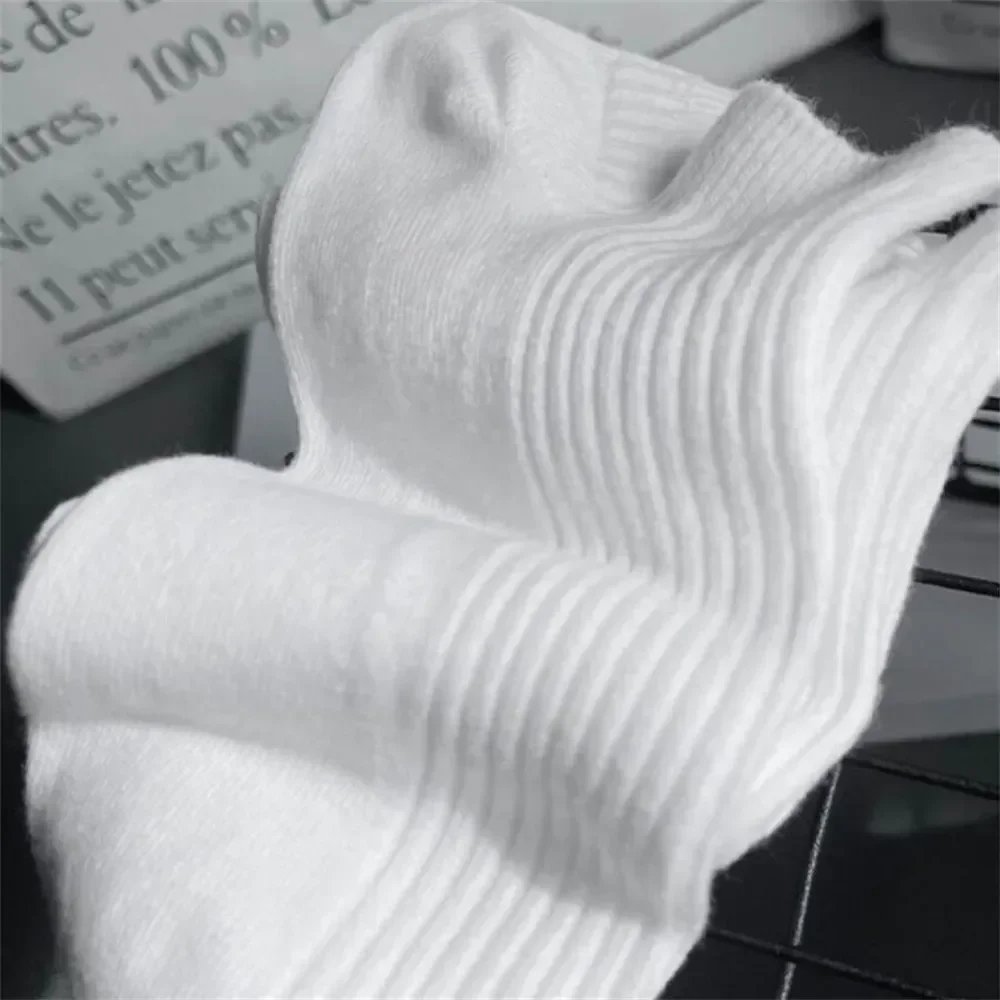 5 Pairs/Pack Ankle Socks Women 100% Cotton Invisible Sweat-absorbing Girls Low Tube Boat Socks EU 36-42  white socks