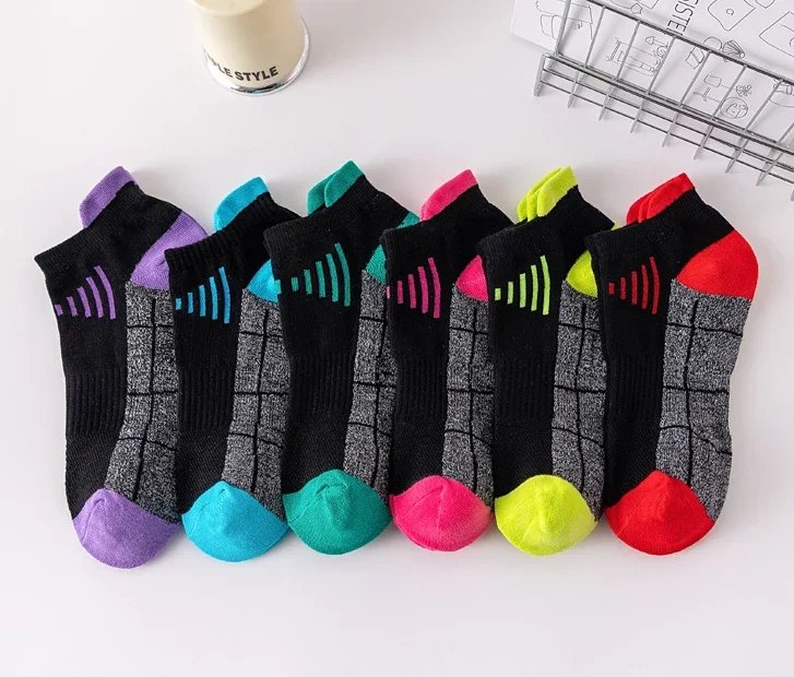 3/6Pairs Organic Cotton Women Socks Ankle Breathable Run Sports Sock Black Pink Casual Athletic Summer Thin Men Short Sokke