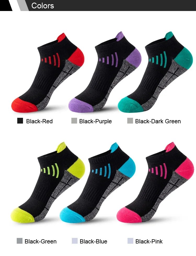 3/6Pairs Organic Cotton Women Socks Ankle Breathable Run Sports Sock Black Pink Casual Athletic Summer Thin Men Short Sokke