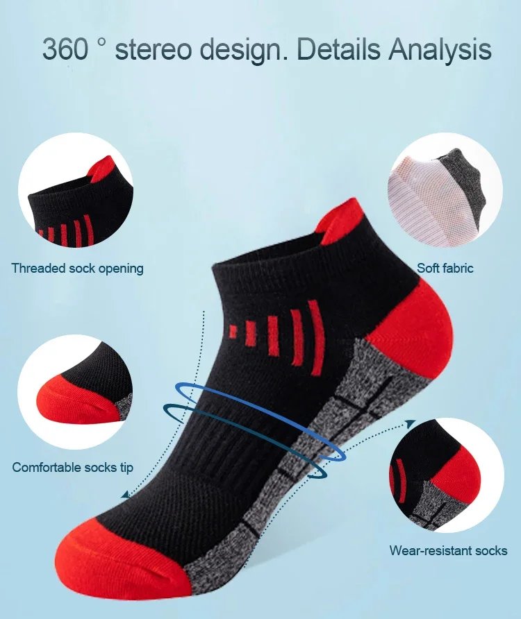 3/6Pairs Organic Cotton Women Socks Ankle Breathable Run Sports Sock Black Pink Casual Athletic Summer Thin Men Short Sokke