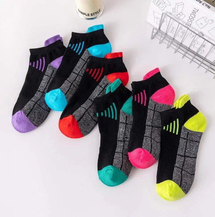 3/6Pairs Organic Cotton Women Socks Ankle Breathable Run Sports Sock Black Pink Casual Athletic Summer Thin Men Short Sokke