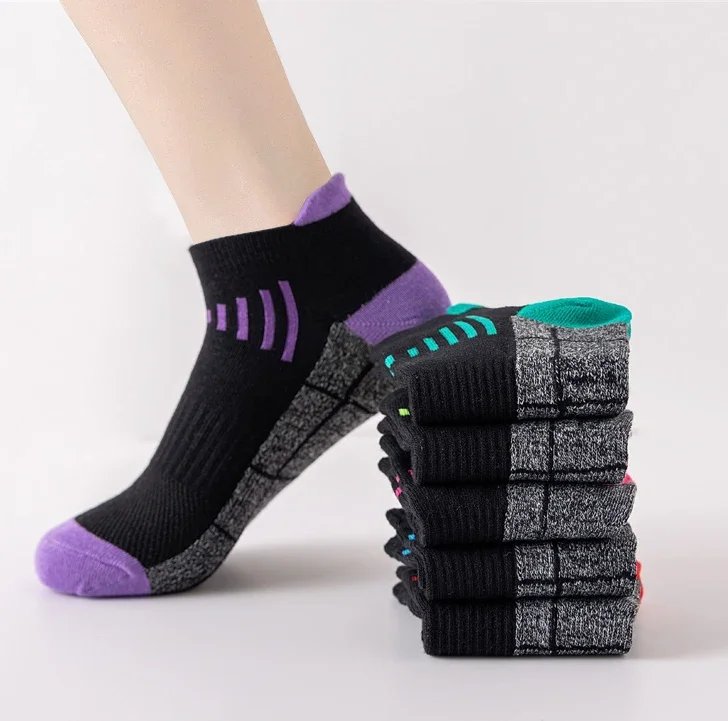 3/6Pairs Organic Cotton Women Socks Ankle Breathable Run Sports Sock Black Pink Casual Athletic Summer Thin Men Short Sokke
