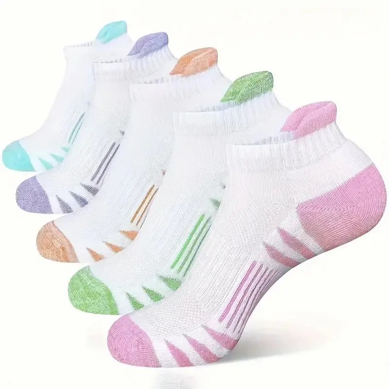 5/10 Pairs Neutral Sports Socks Fashionable Striped Sweat Absorbing Breathable Outdoor Running Basketball Couple Casual Socks﻿