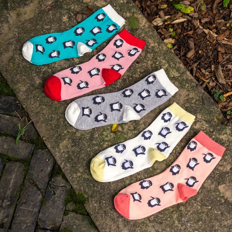 5 Pairs Fashion Colorful Kawaii Cute Cartoon Cotton Women Socks