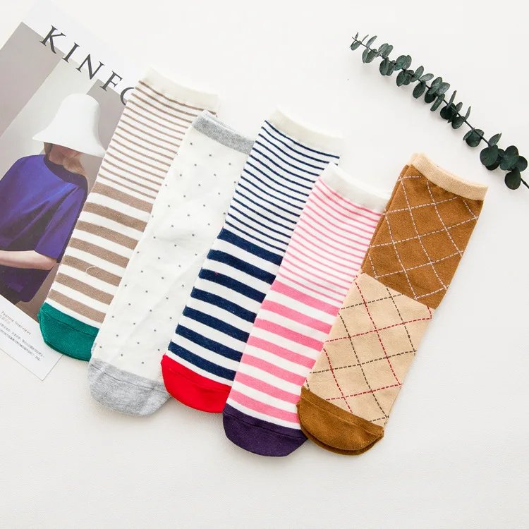 5 Pairs Fashion Colorful Kawaii Cute Cartoon Cotton Women Socks