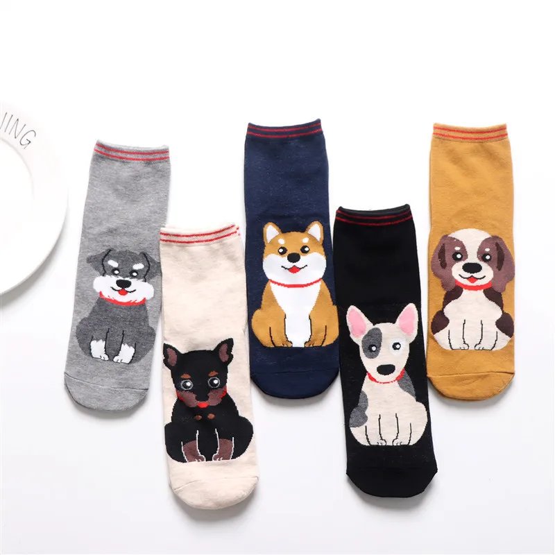 5 Pairs Fashion Colorful Kawaii Cute Cartoon Cotton Women Socks