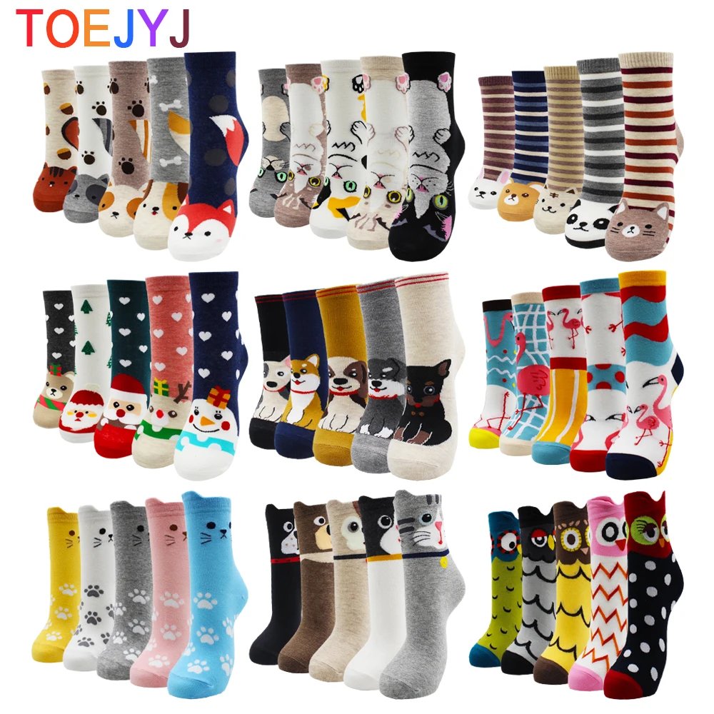 5 Pairs Fashion Colorful Kawaii Cute Cartoon Cotton Women Socks 5 Pairs Fashion Colorful Kawaii Cute Cartoon Cotton Women Socks