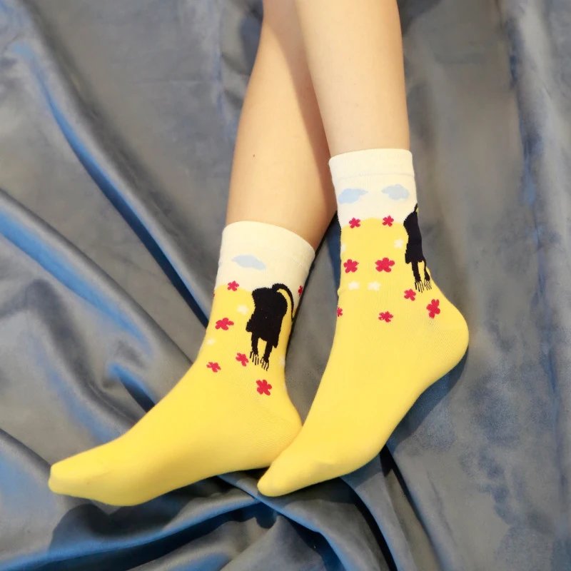5 Pairs Fashion Colorful Kawaii Cute Cartoon Cotton Women Socks