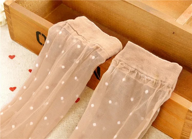 Black Dot Transparent Socks Ultra-thin Elastic Women Crystal Silk Socks Nylon Fashion Ladies Summer Short Ankle Socks