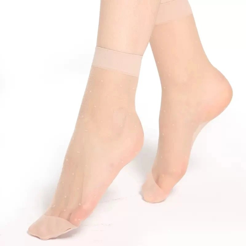 Black Dot Transparent Socks Ultra-thin Elastic Women Crystal Silk Socks Nylon Fashion Ladies Summer Short Ankle Socks