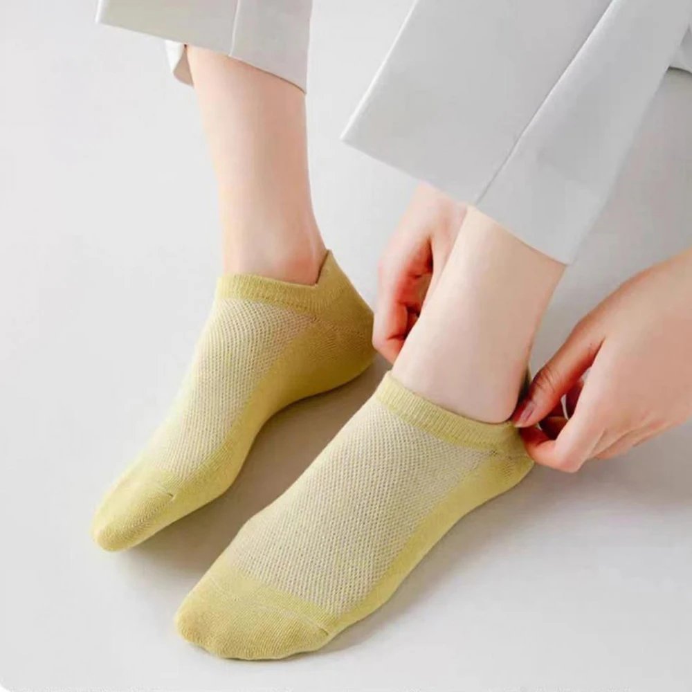 10 Pairs Y2K Kawaii Mesh Ankle Socks For Women Candy Color Harajuku Lolita Funny Socks Breathable Non-Slip Short Socks Set