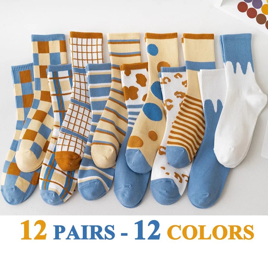 3 Pairs/Lot Cute Socks Women Black White Butterfly Colorful Long Cotton Casual Funny Cartoon Middle Tube Sock Girls Gift