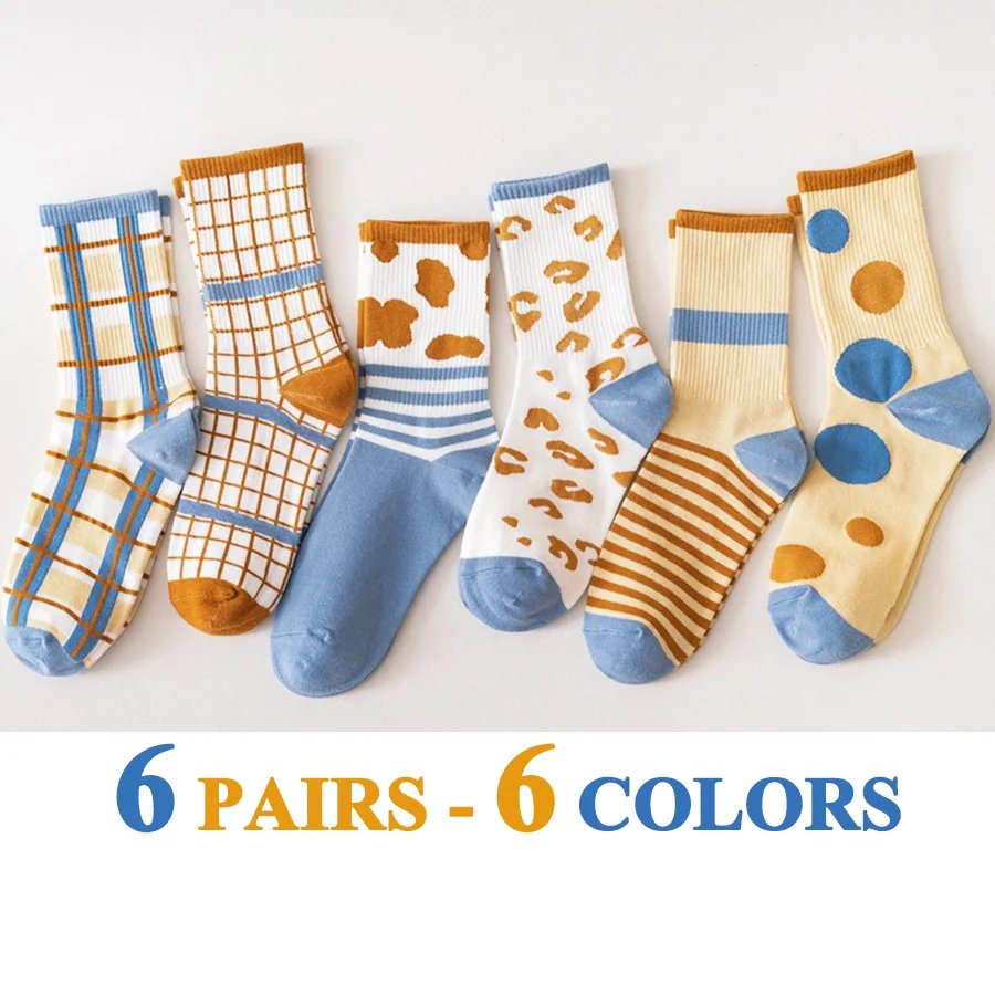 3 Pairs/Lot Cute Socks Women Black White Butterfly Colorful Long Cotton Casual Funny Cartoon Middle Tube Sock Girls Gift