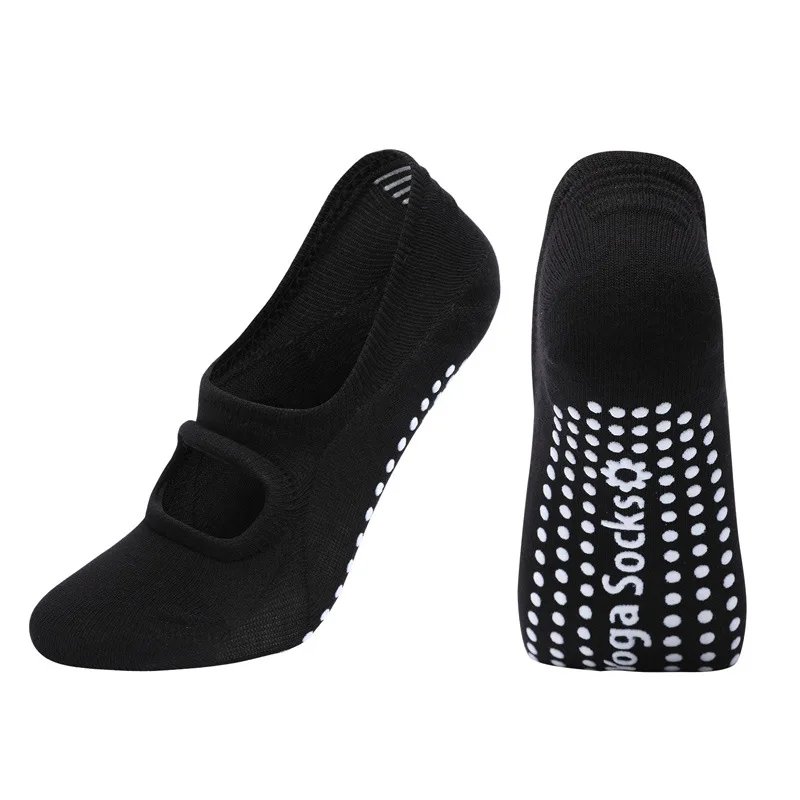 2 Pairs Yoga Socks for Women Cotton Silicone Anti-slip Ballet Pilates Sock No-Show Backless Breathable Bandage Dance Sport Socks