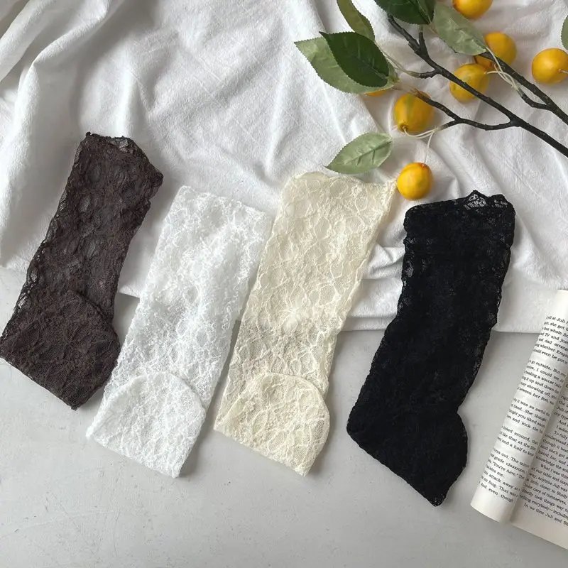 Women Kawaii Japanese Fashion Sock Retro Lace Floral Mesh Lolita Cute Socks Thin Middle Tube Girls Breathable Harajuku Socks