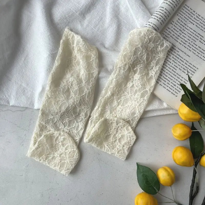 Women Kawaii Japanese Fashion Sock Retro Lace Floral Mesh Lolita Cute Socks Thin Middle Tube Girls Breathable Harajuku Socks