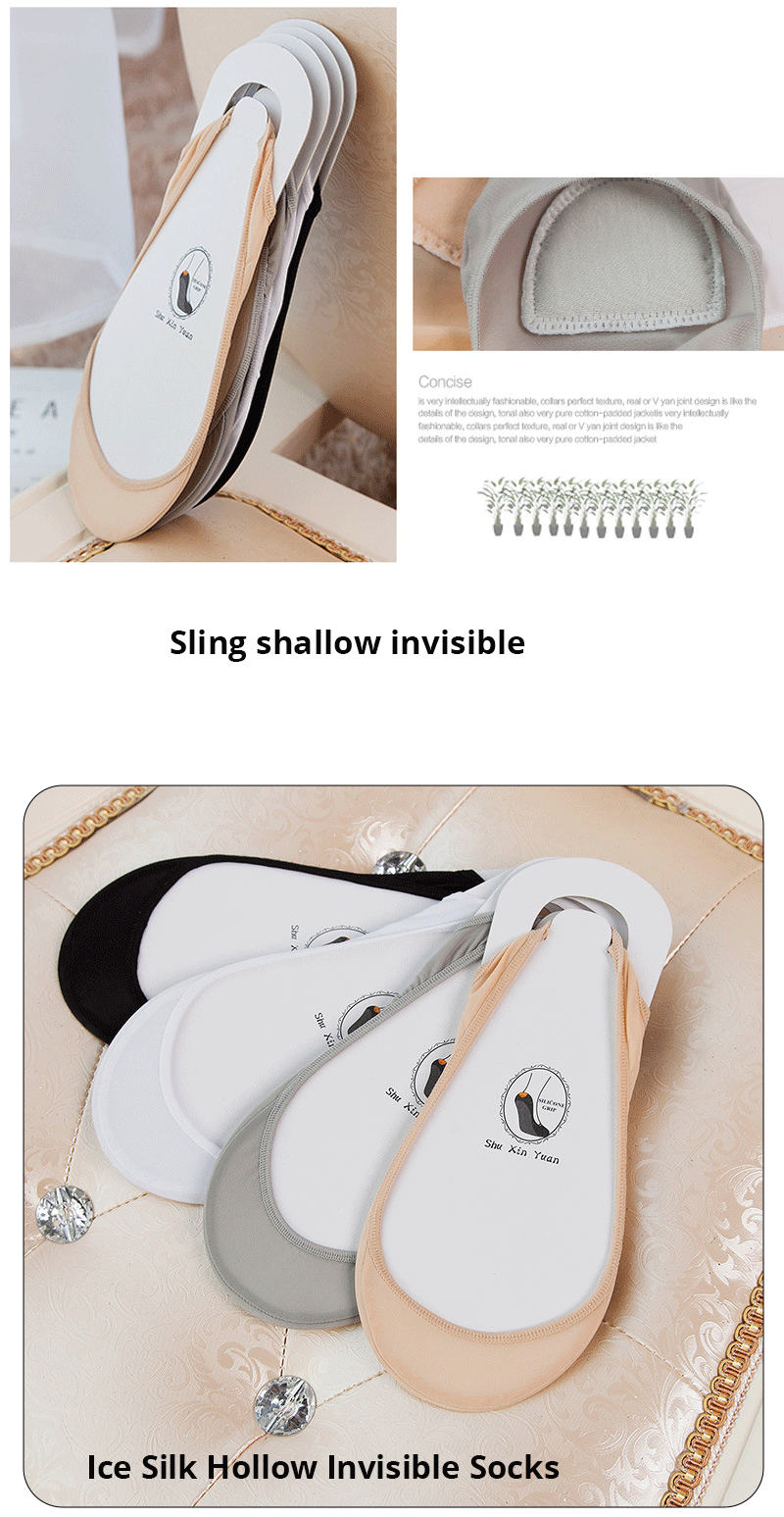 3 Pairs Invisible Boat Socks Women Summer Silicone Non Slip Socks for High Heels Shoes Ice Silk Thin Half Palm Suspender