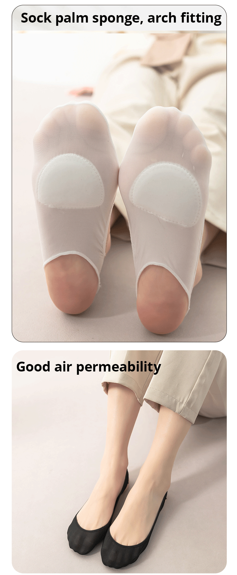 3 Pairs Invisible Boat Socks Women Summer Silicone Non Slip Socks for High Heels Shoes Ice Silk Thin Half Palm Suspender