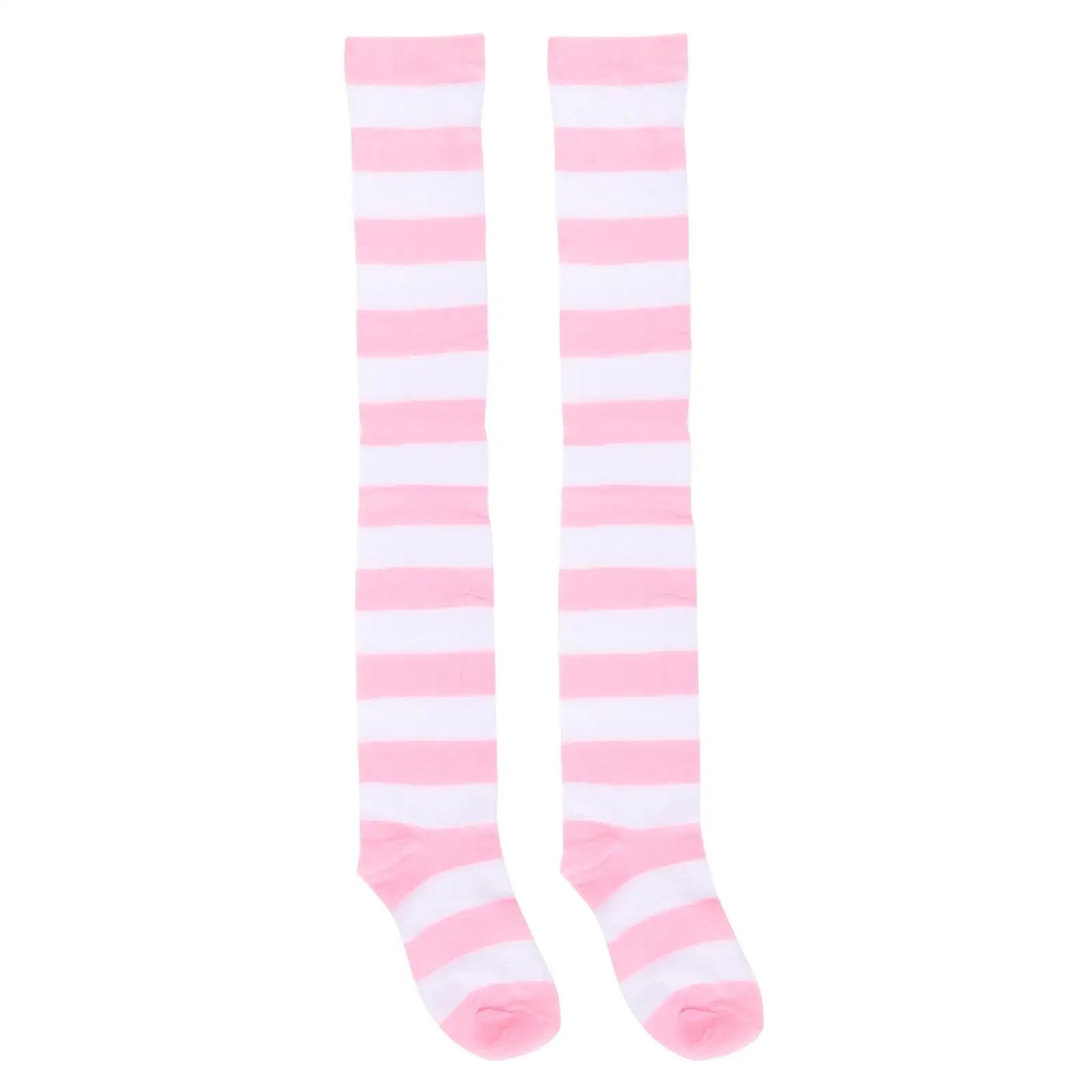 Pink White Thigh High Stockings Over Knee Over The Knee Socks Socks Women Wide Stripe Costumes Cosplay Leggings Pink White Thigh High Stockings Over Knee Over The Knee Socks Socks Women Wide Stripe Costumes Cosplay Leggings