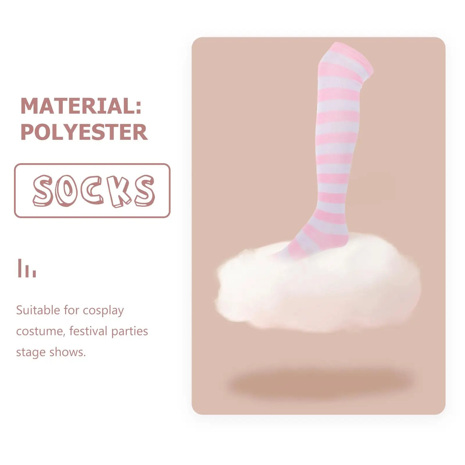 Pink White Thigh High Stockings Over Knee Over The Knee Socks Socks Women Wide Stripe Costumes Cosplay Leggings Pink White Thigh High Stockings Over Knee Over The Knee Socks Socks Women Wide Stripe Costumes Cosplay Leggings