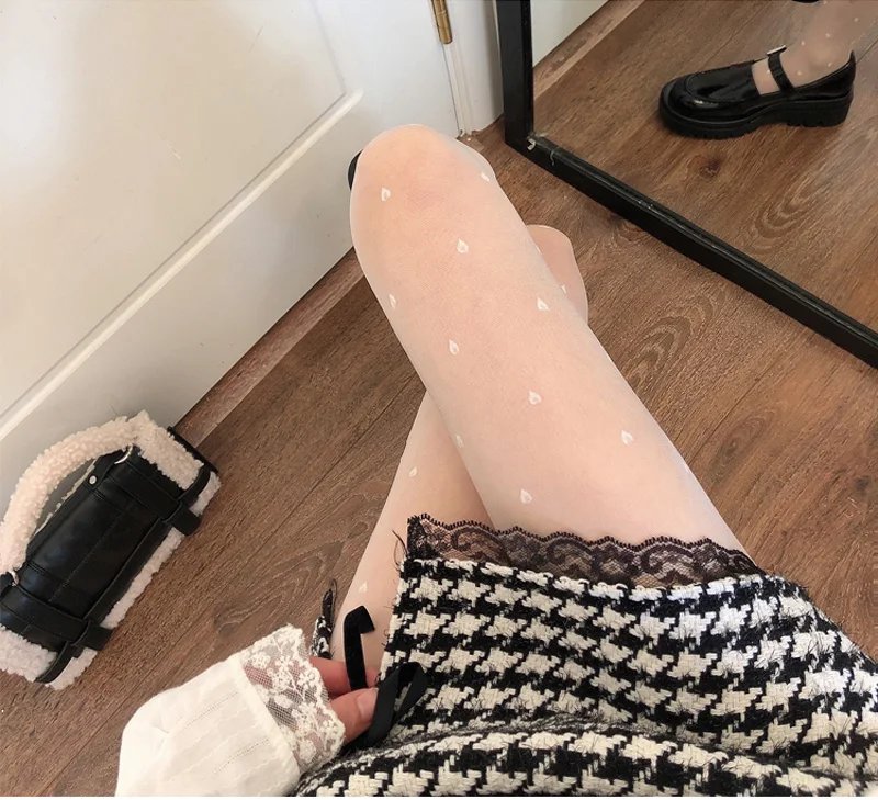 Sexy Women Pantyhose Tights Seamless Sexy Lace Mesh Fishnet Pantyhose Summer Nylon Polka Dot Print Tight Stocking Female Hosiery