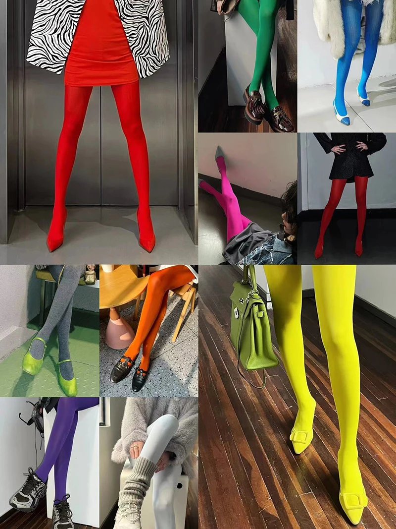 Sexy Women's Stockings Rainbow Candy Color Pantyhose Fashion Classic Lolita Tights Fashion Accessories